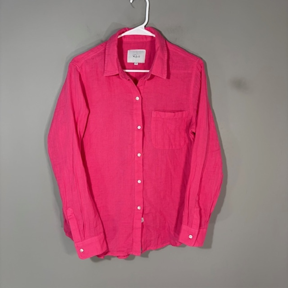Rails Shirt Womens Medium Pink Ellis Hibiscus Cotton Button Long Sleeve Top